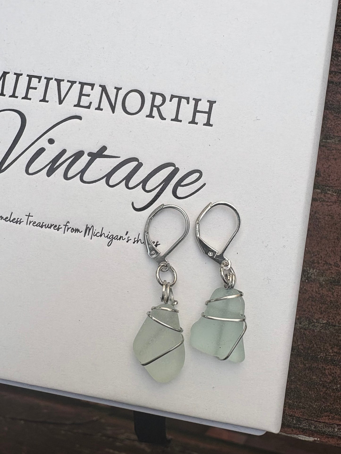 Turquoise Lake Michigan Beach Glass Earrings – Stainless Steel Wire Wrapped