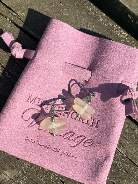 Lake Michigan Stacked Beach Glass Earrings – Peach Glow Pair
