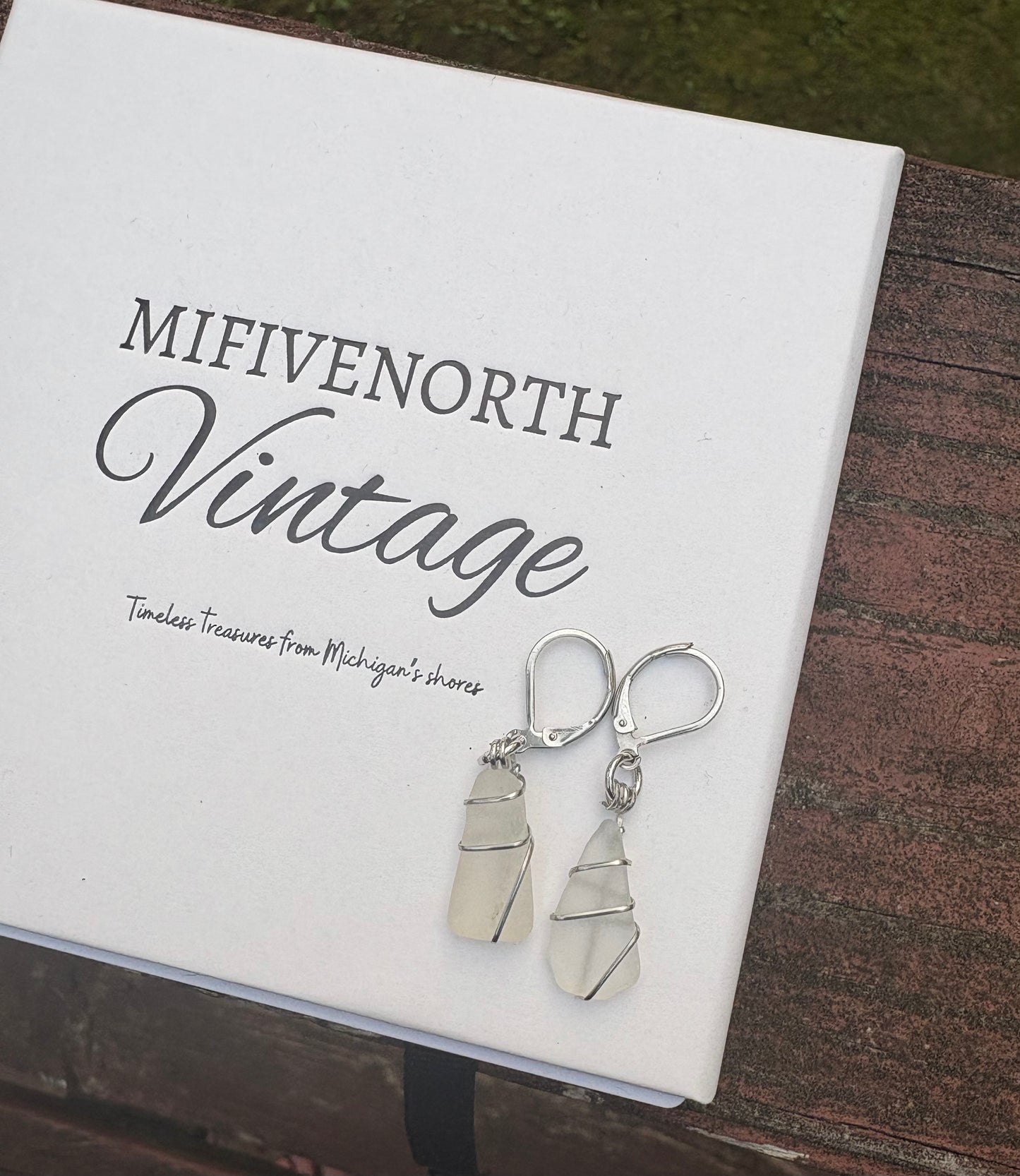 Michigan Great Lakes Beach Glass Wire Wrapped Earrings