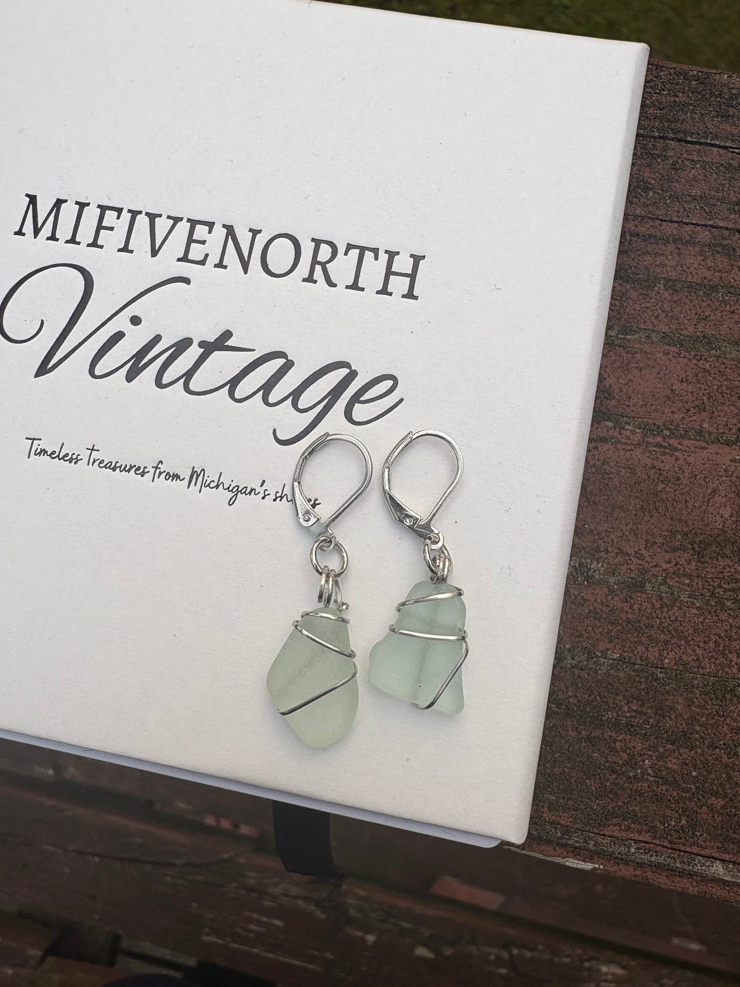 Turquoise Lake Michigan Beach Glass Earrings – Stainless Steel Wire Wrapped