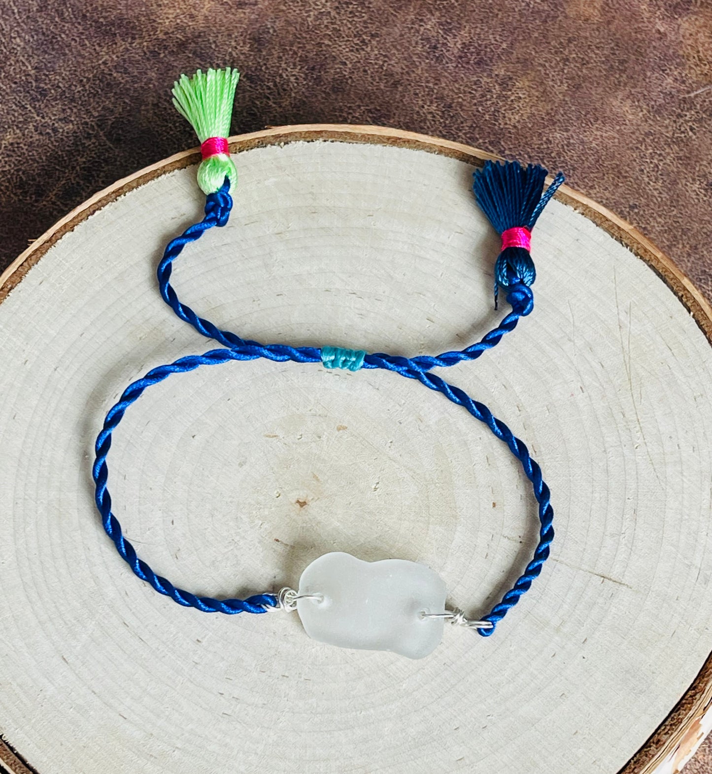 Cute and fun authentic Lake Michigan beach glass friendship bracelet