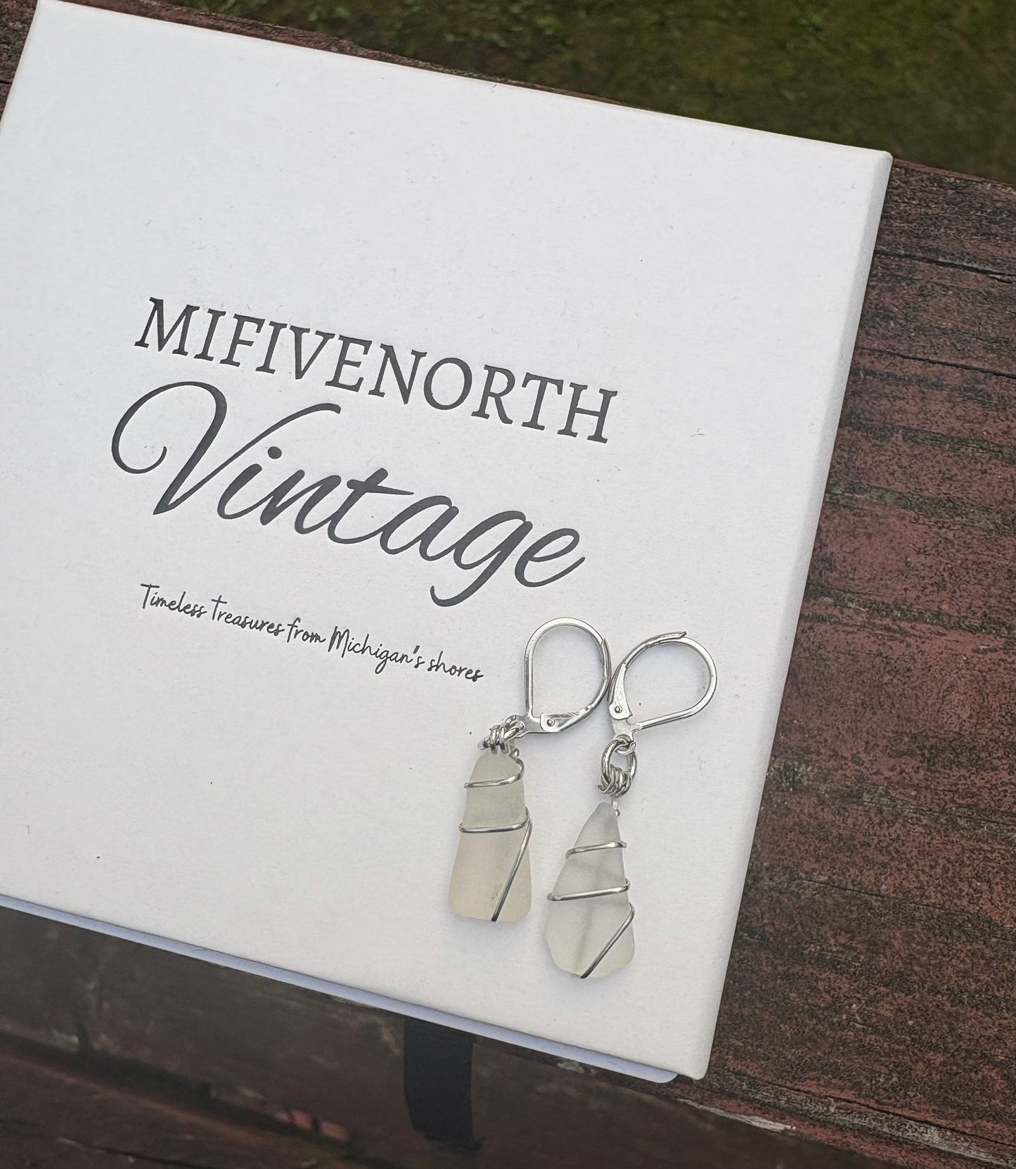 Michigan Great Lakes Beach Glass Wire Wrapped Earrings