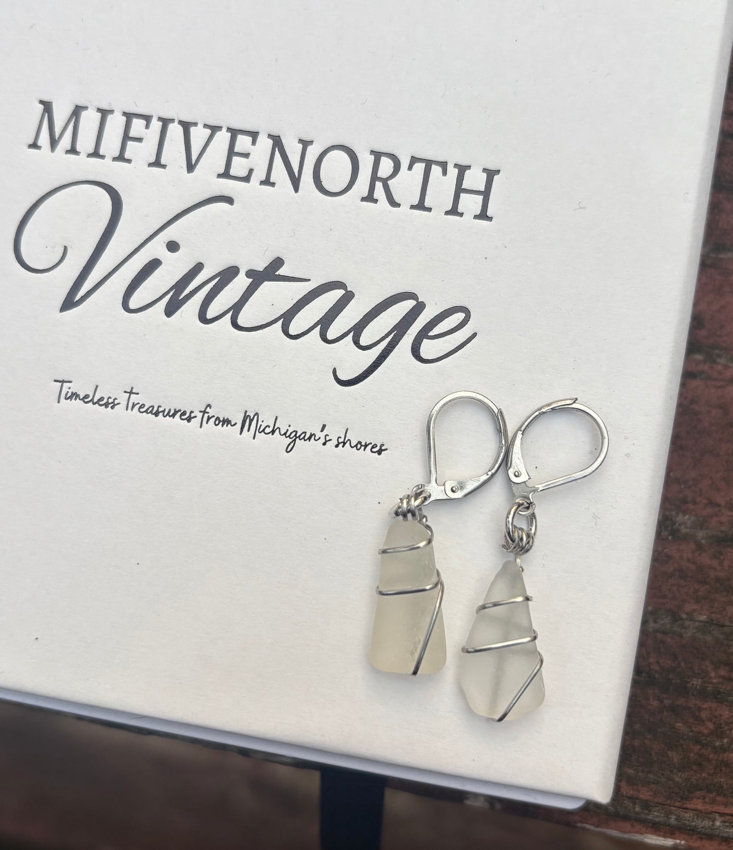 Michigan Great Lakes Beach Glass Wire Wrapped Earrings