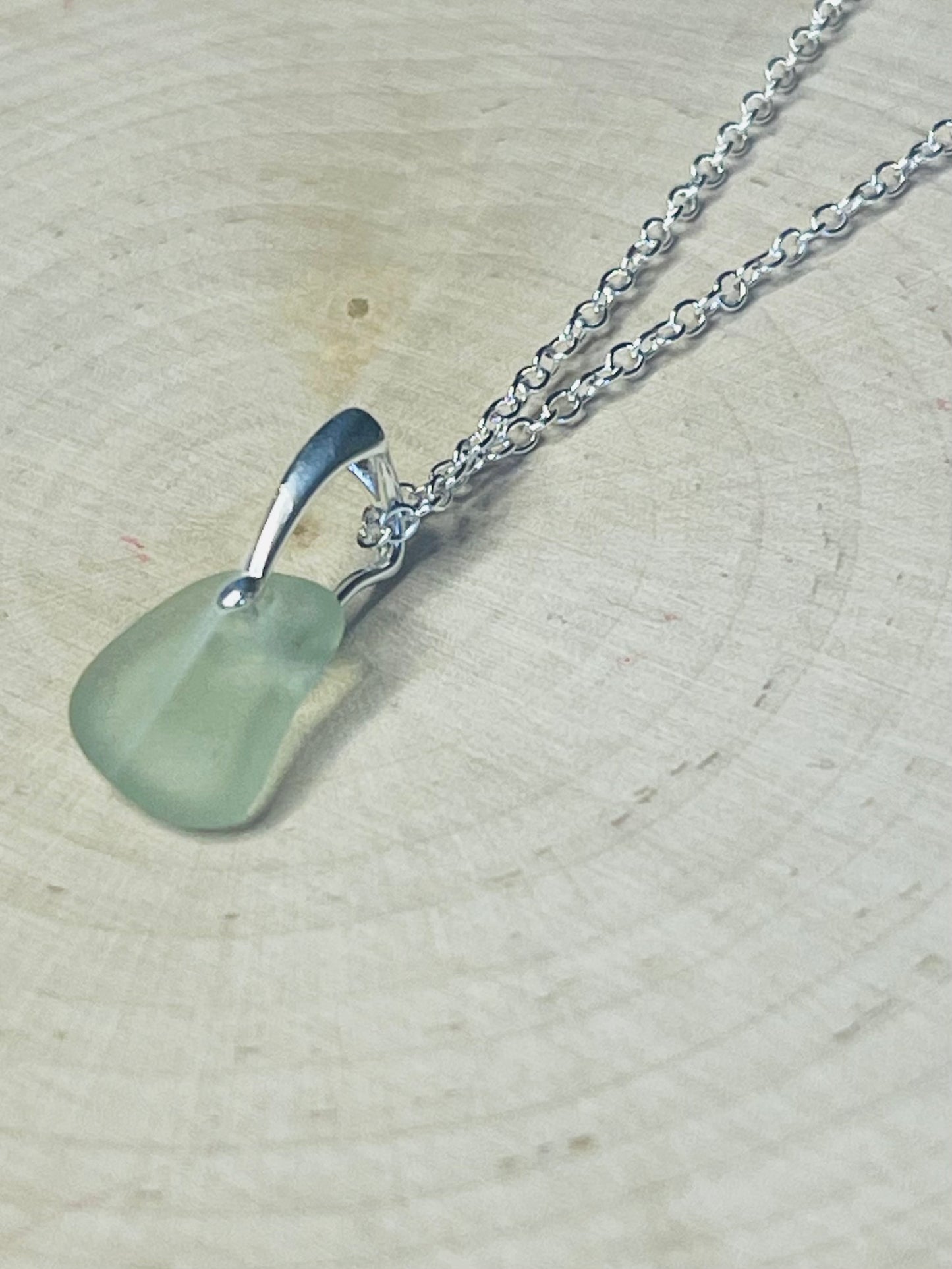 Seafoam Green Lake Michigan Beach Glass Pendant
