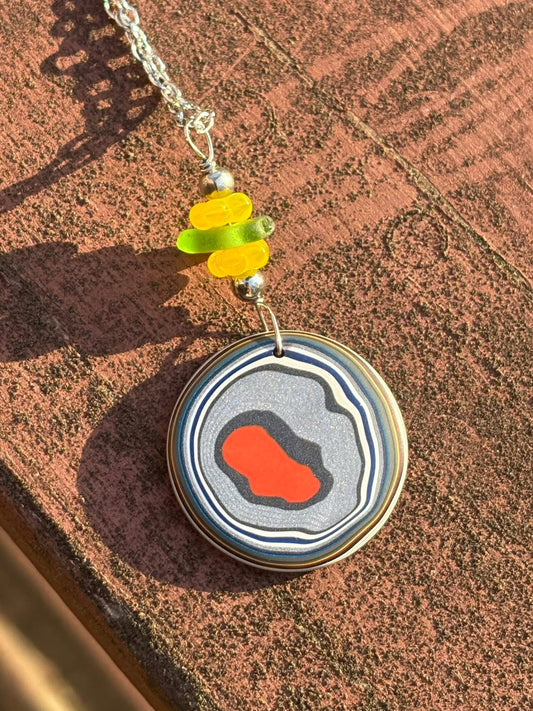 Michigan Fordite & Beach Glass Pendant – Great Lakes Color Pop