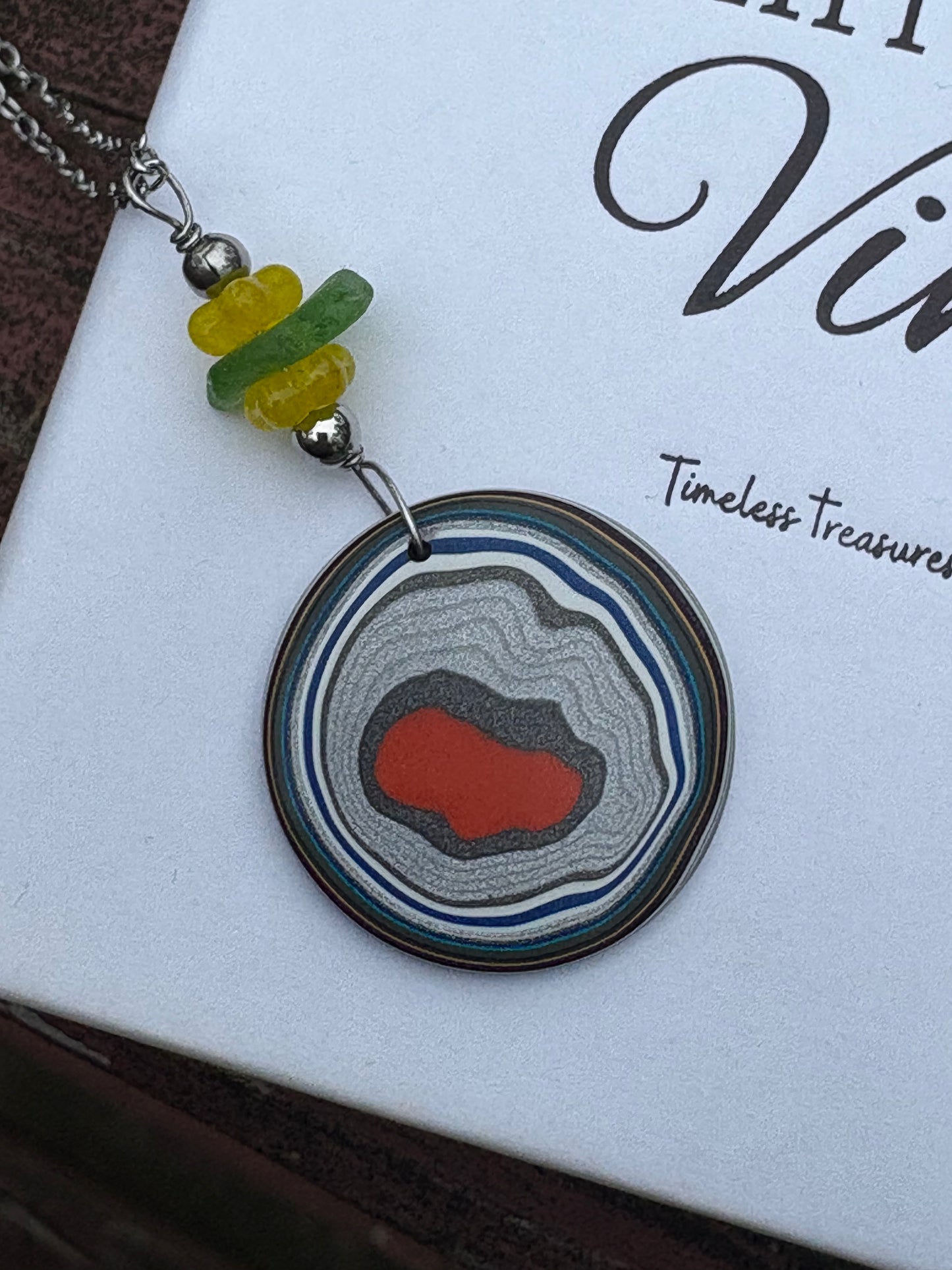 Michigan Fordite & Beach Glass Pendant – Great Lakes Color Pop