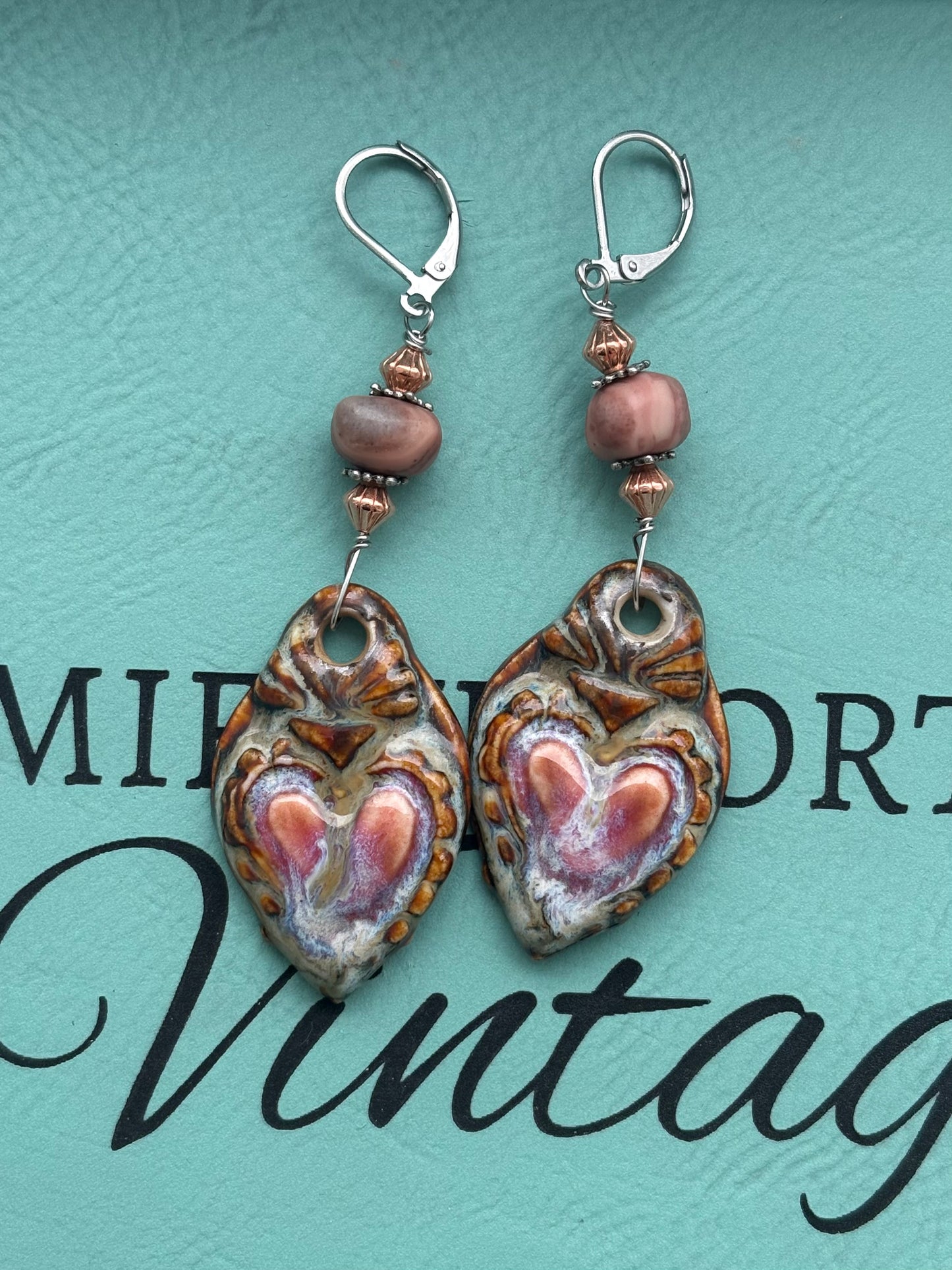 Sweetheart earrings with Kona Dolomite beads