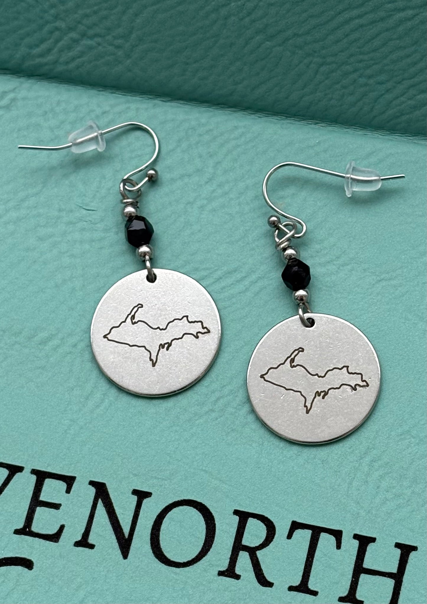 Upper Peninsula Stainless Steel Michigan Charm earrings