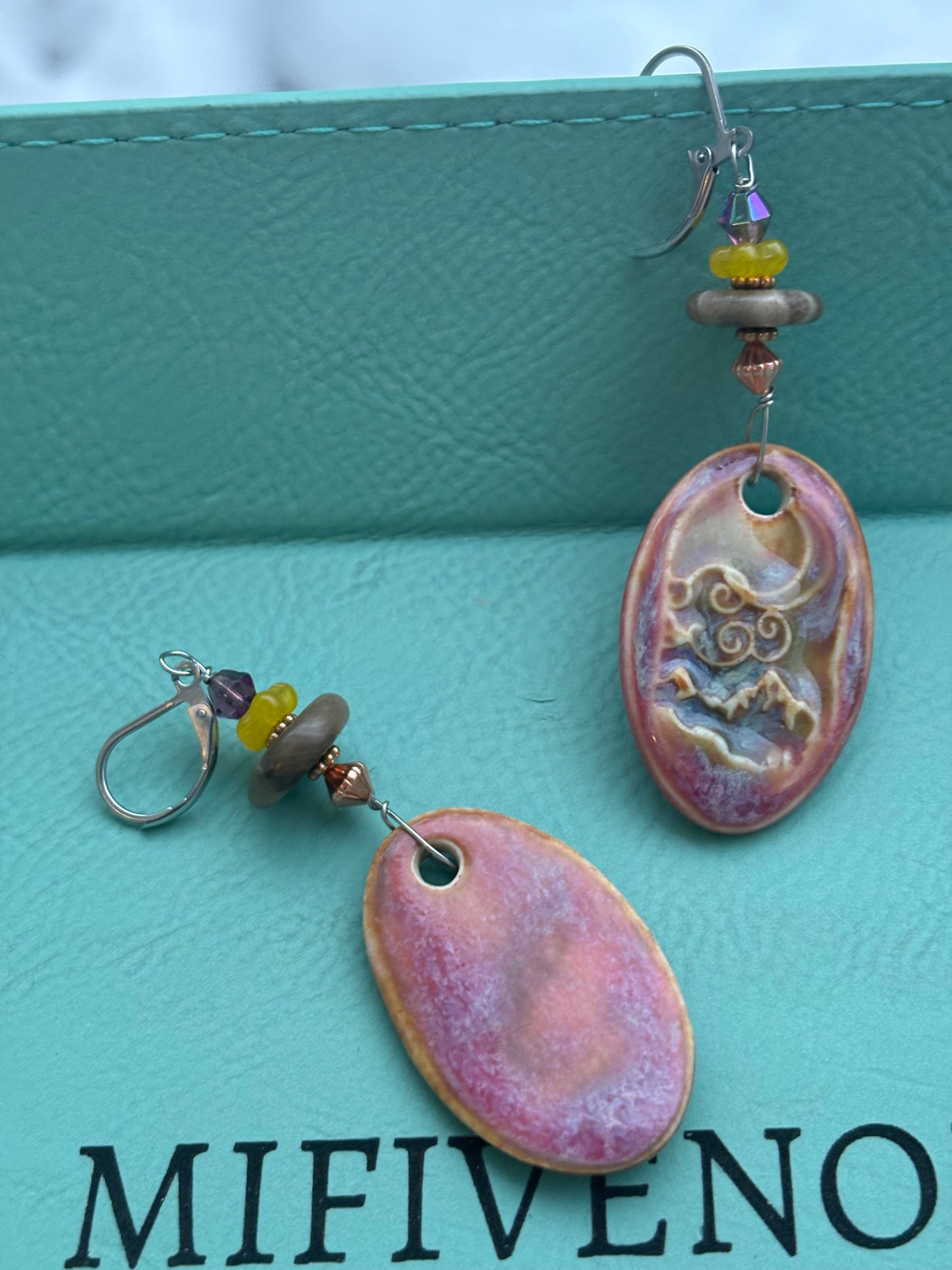 Moon, Mountain & Cloud Pendant Petoskey Stone earrings