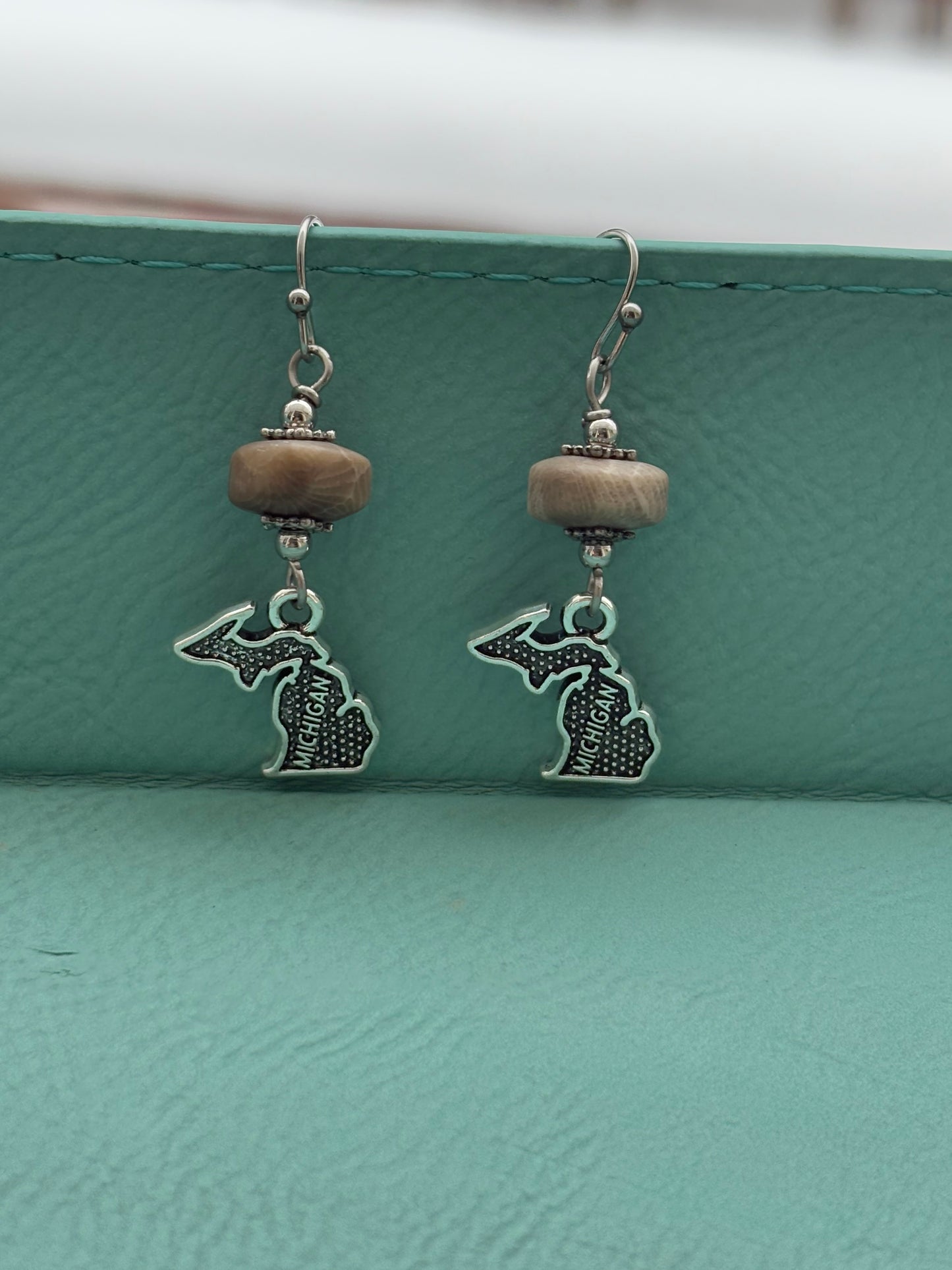 Michigan Charm Petoskey stone earrings