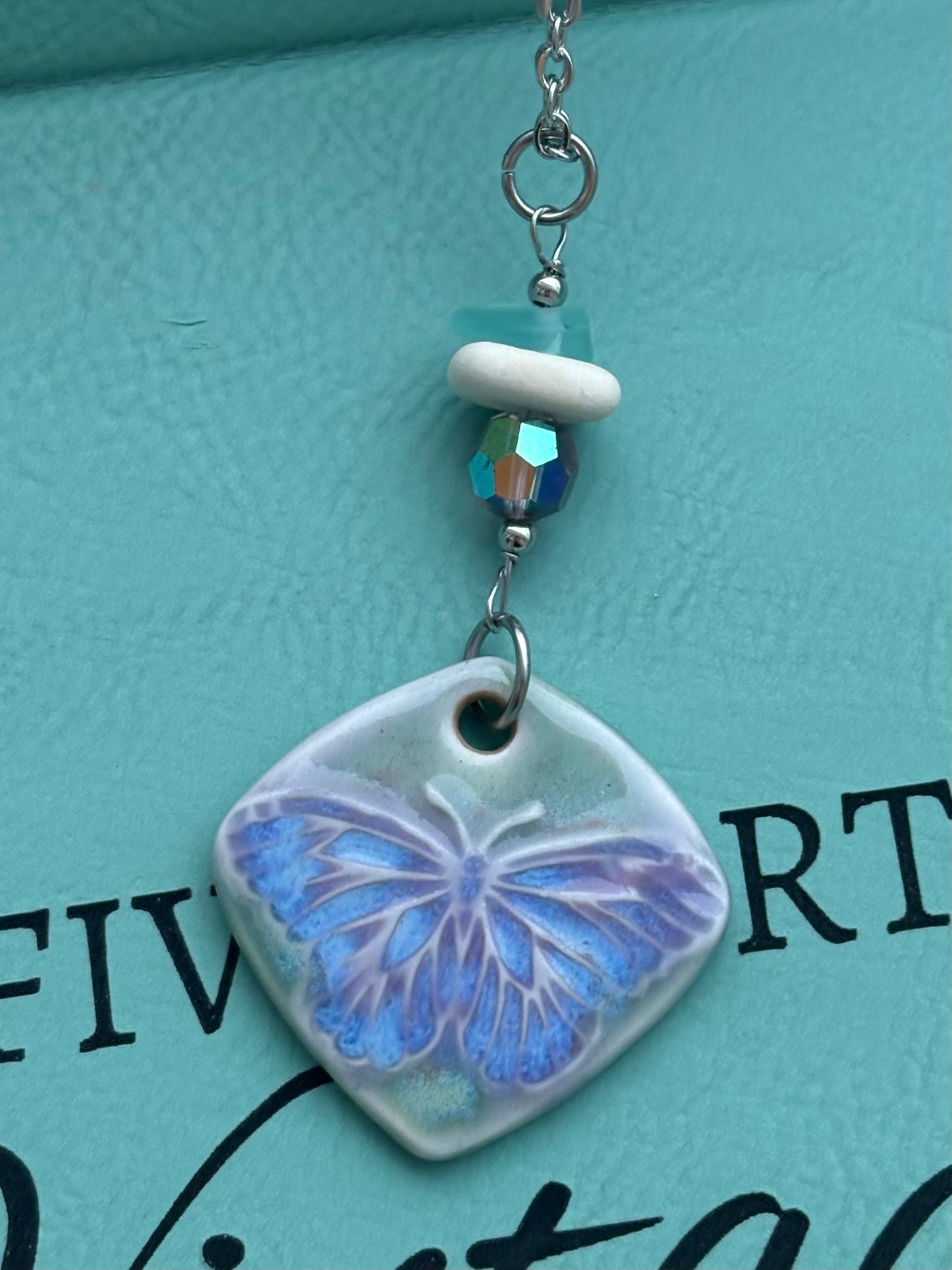 Blue Lavender Butterfly Pendant