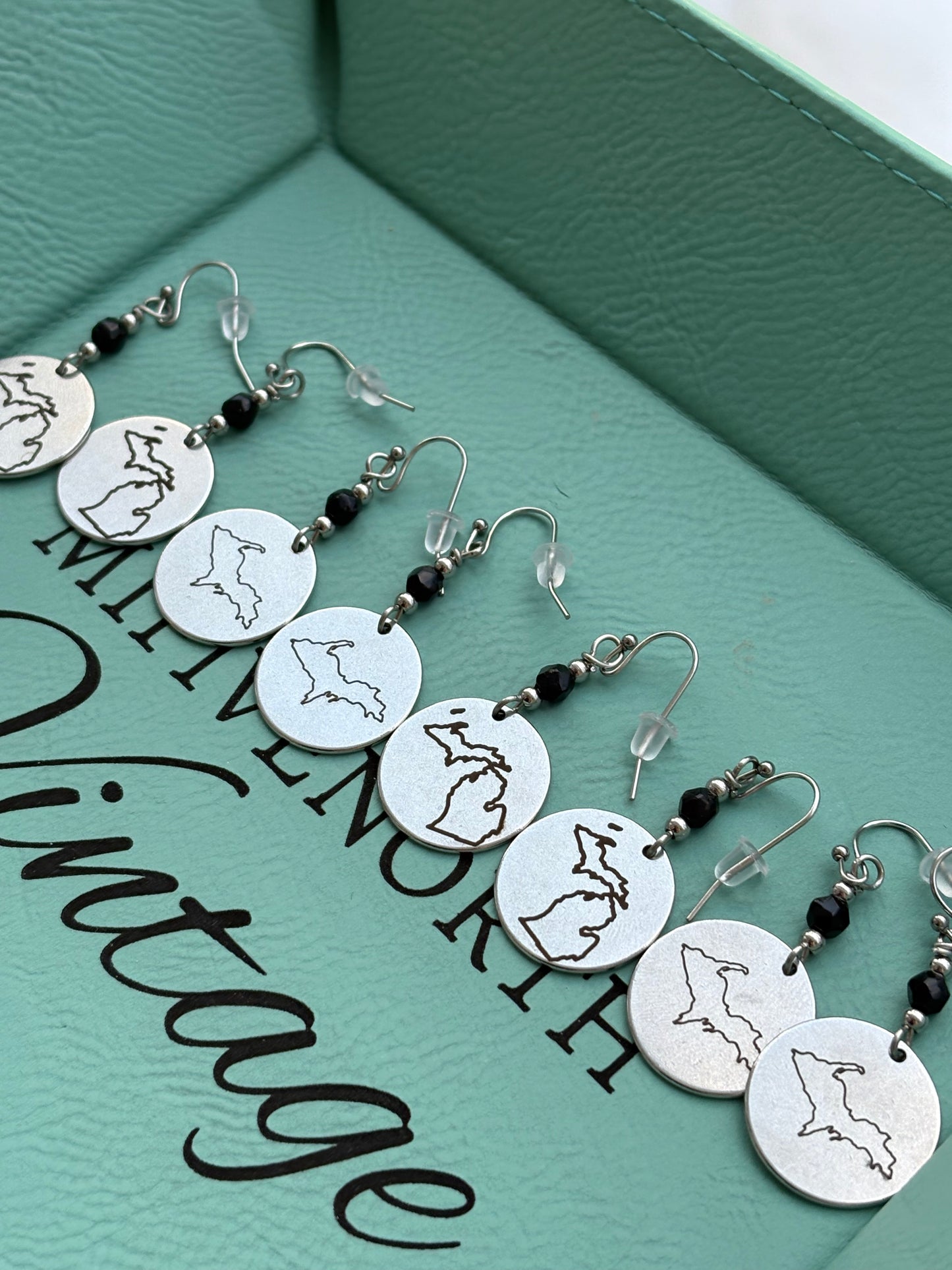 Upper Peninsula Stainless Steel Michigan Charm earrings