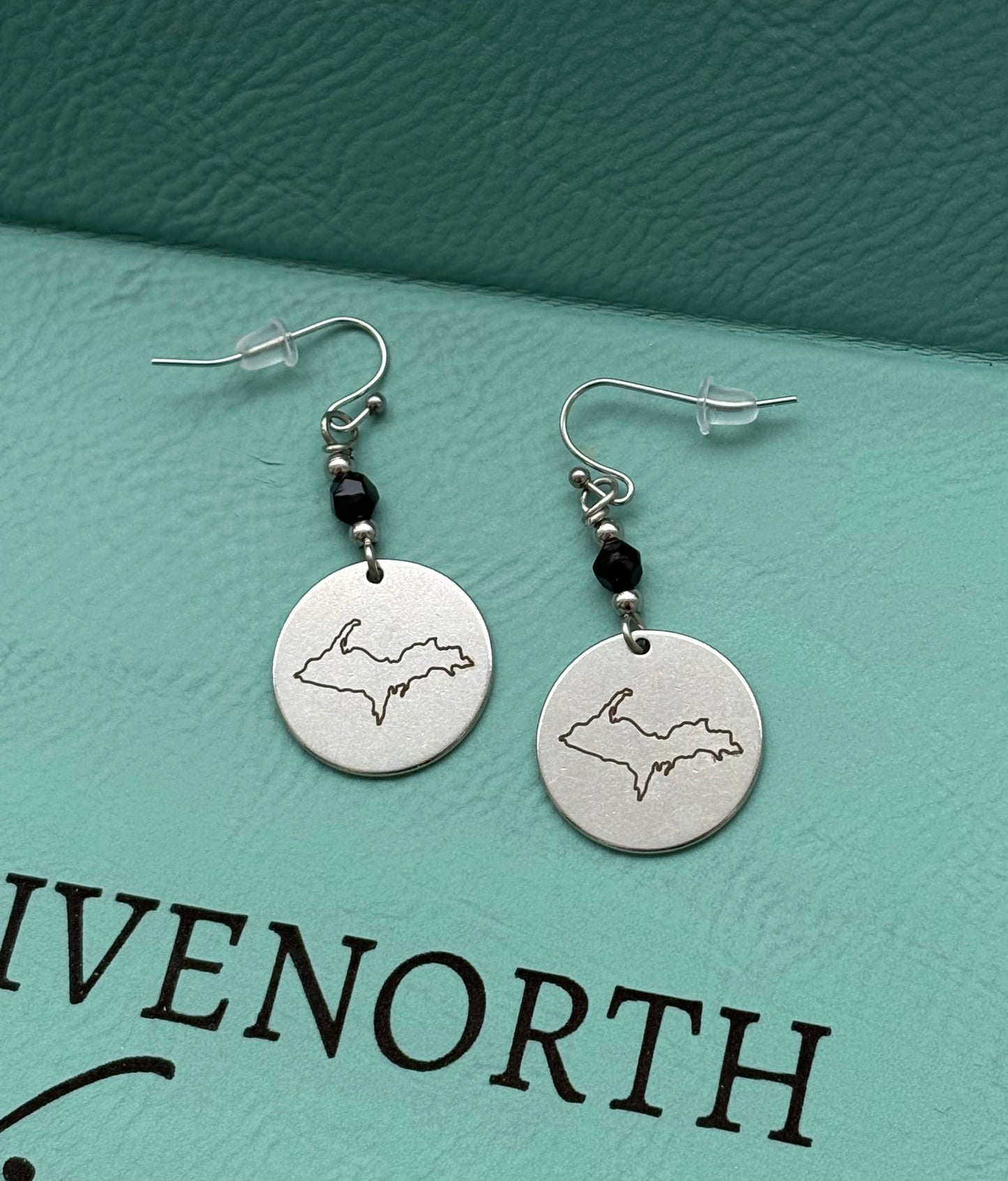 Upper Peninsula Stainless Steel Michigan Charm earrings