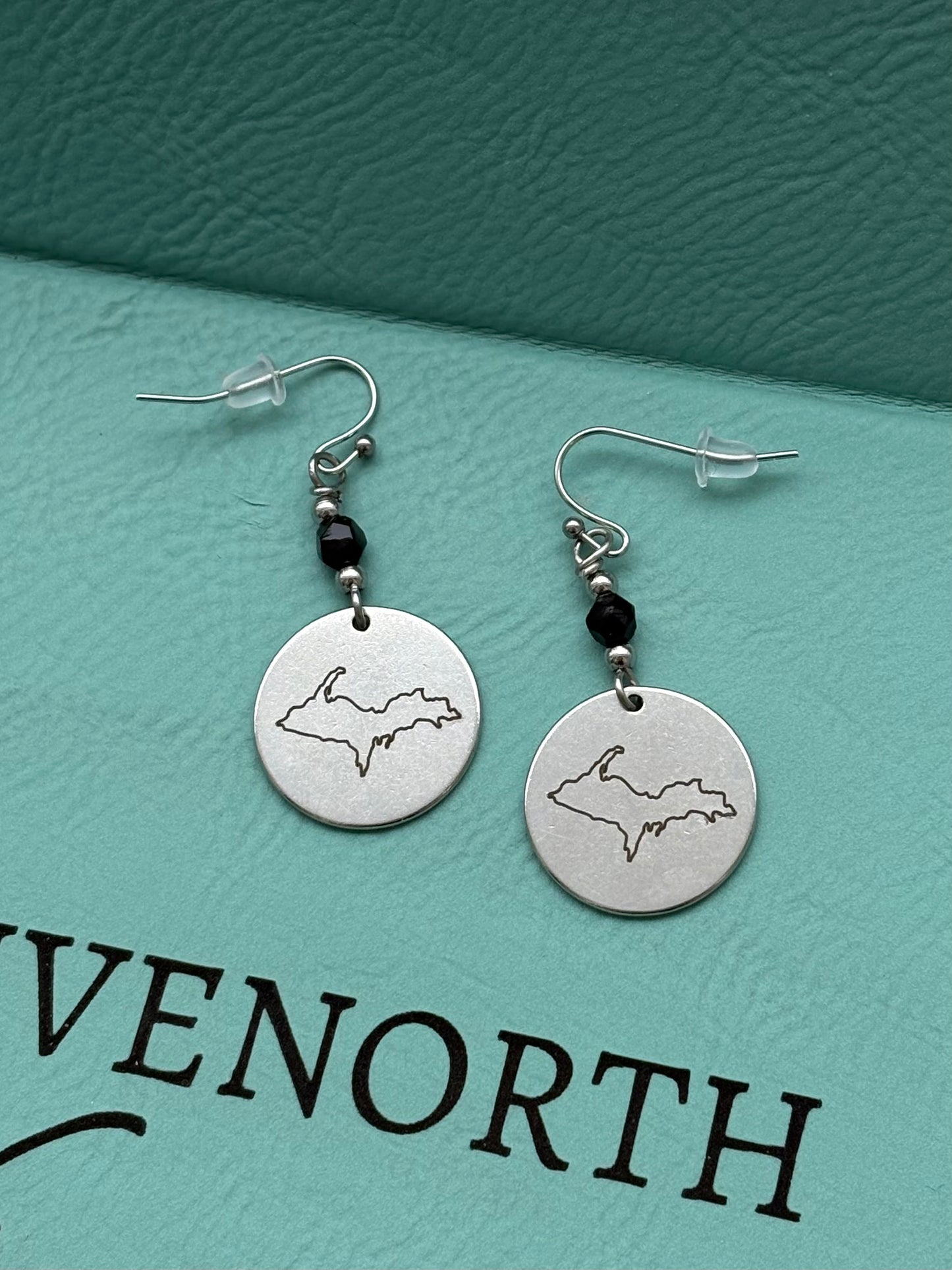 Upper Peninsula Stainless Steel Michigan Charm earrings