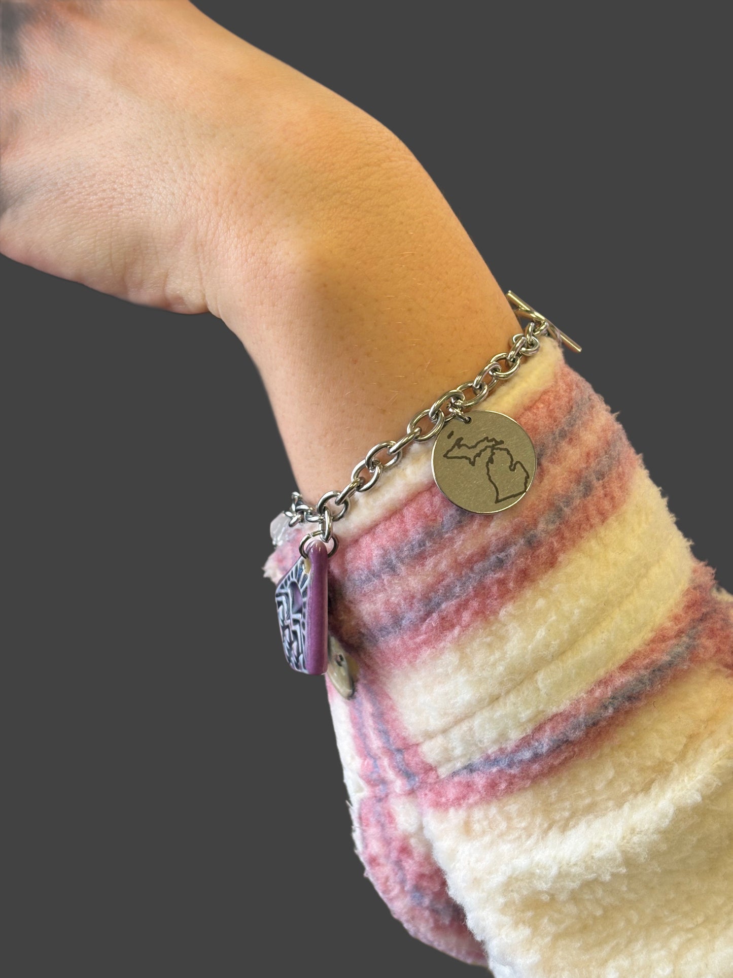 Sun + Trees Landscape Michigan charm bracelet