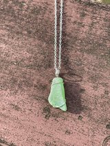 Bright Green Great Lakes Beach Glass & Sterling Silver Pendant