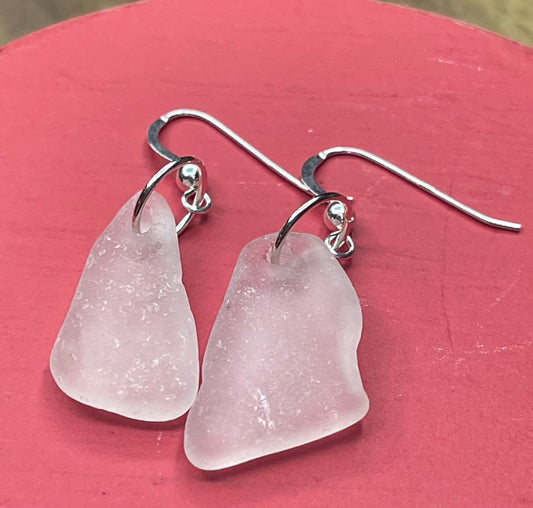 Classic Authentic White Great Lakes Beach Glass earrings