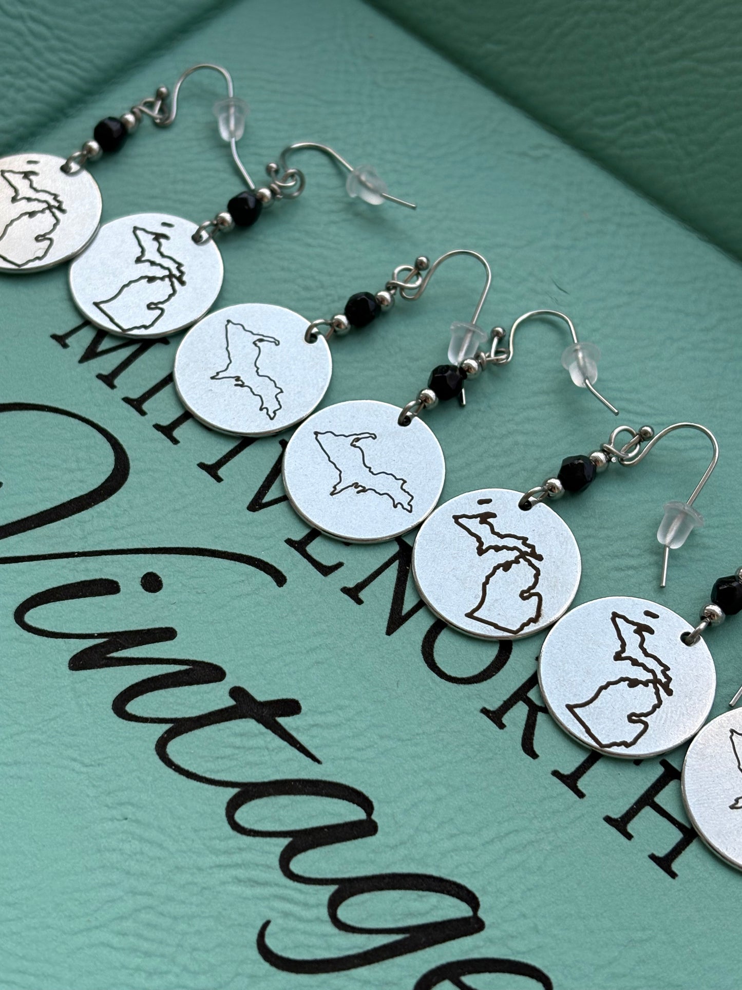 Upper Peninsula Stainless Steel Michigan Charm earrings