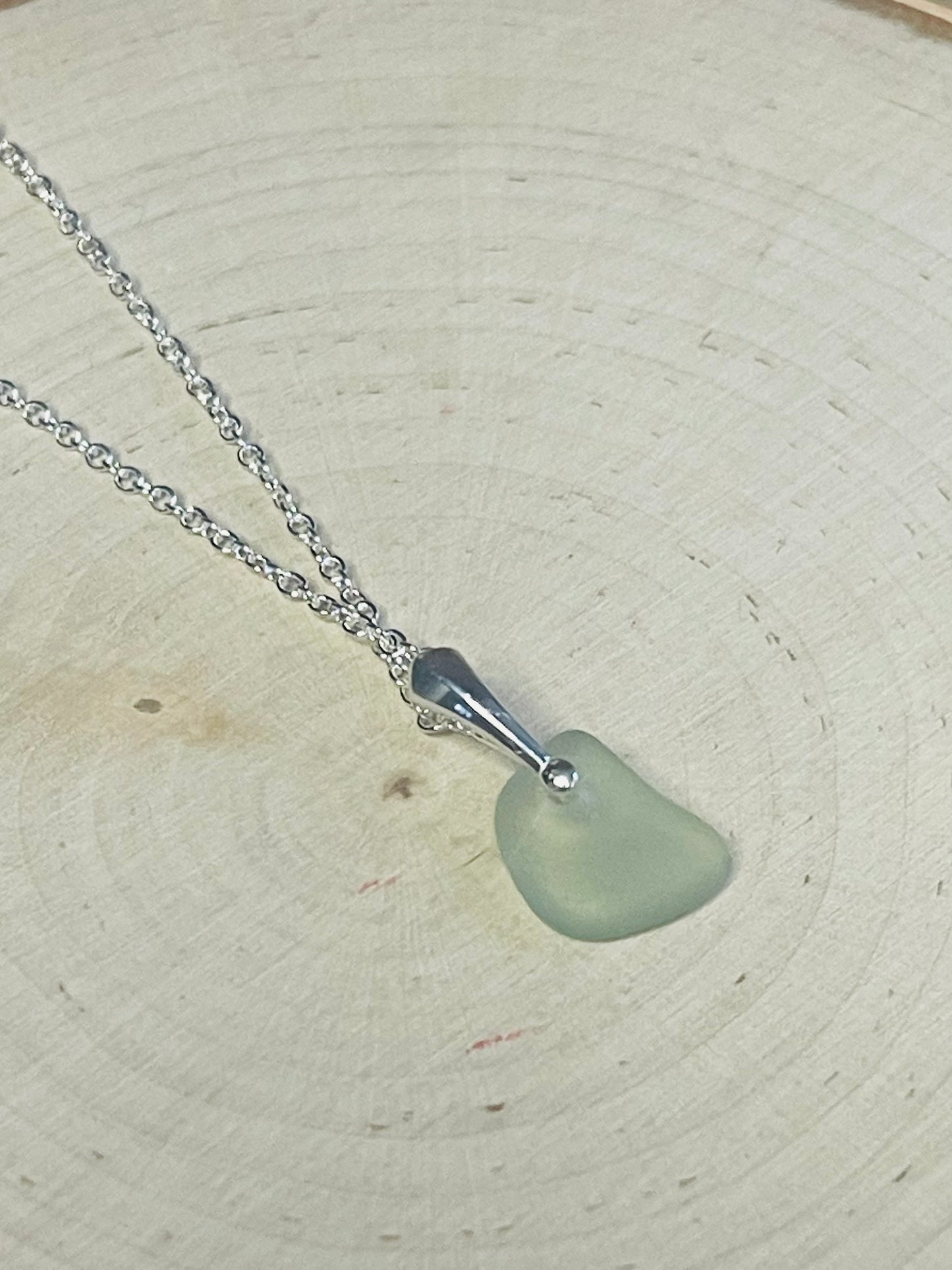 Seafoam Green Lake Michigan Beach Glass Pendant