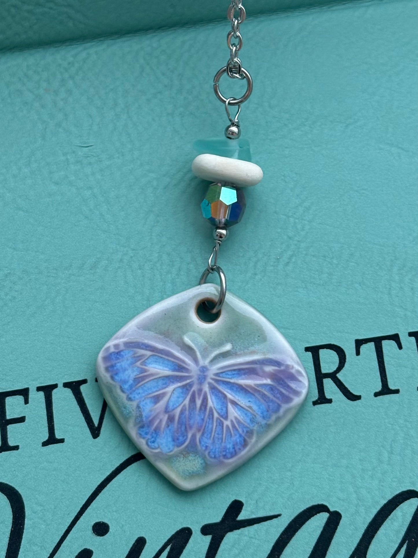 Blue Lavender Butterfly Pendant