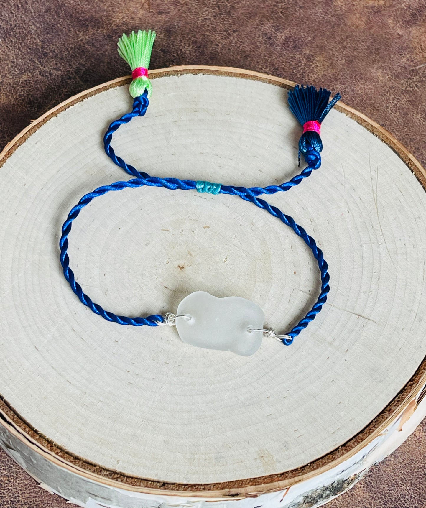 Cute and fun authentic Lake Michigan beach glass friendship bracelet