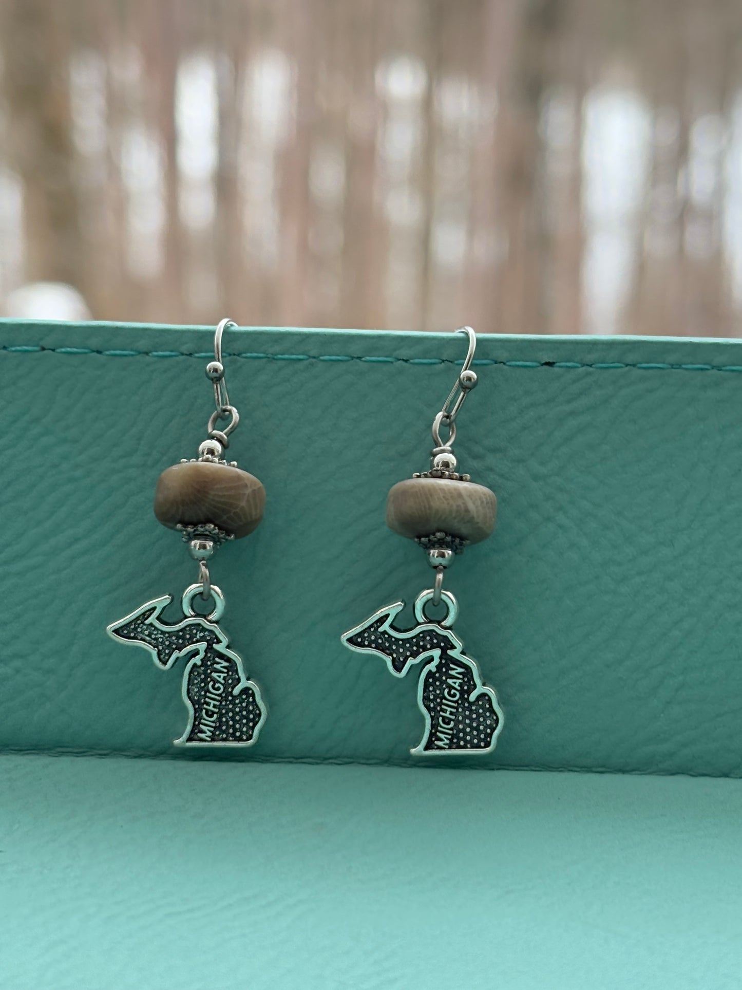 Michigan Charm Petoskey stone earrings