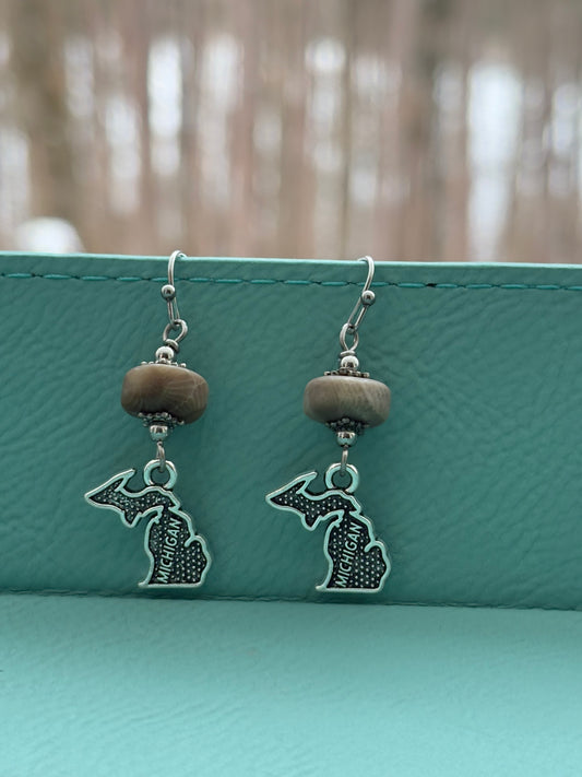 Michigan Charm Petoskey stone earrings