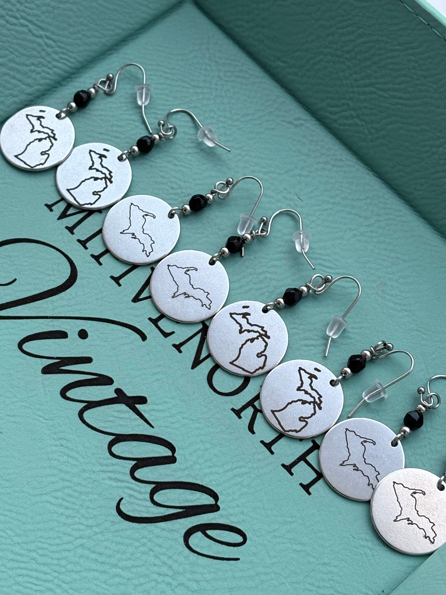 Upper Peninsula Stainless Steel Michigan Charm earrings