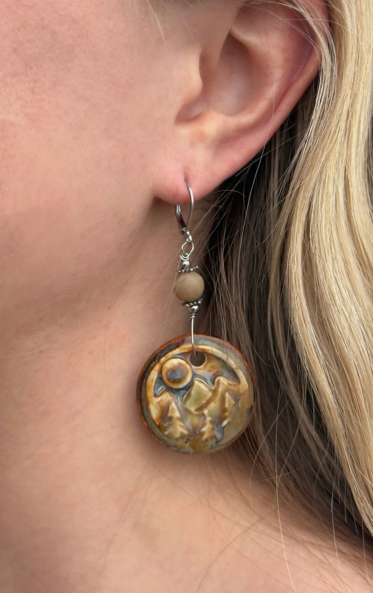 Landscape + Petoskey stone earrings