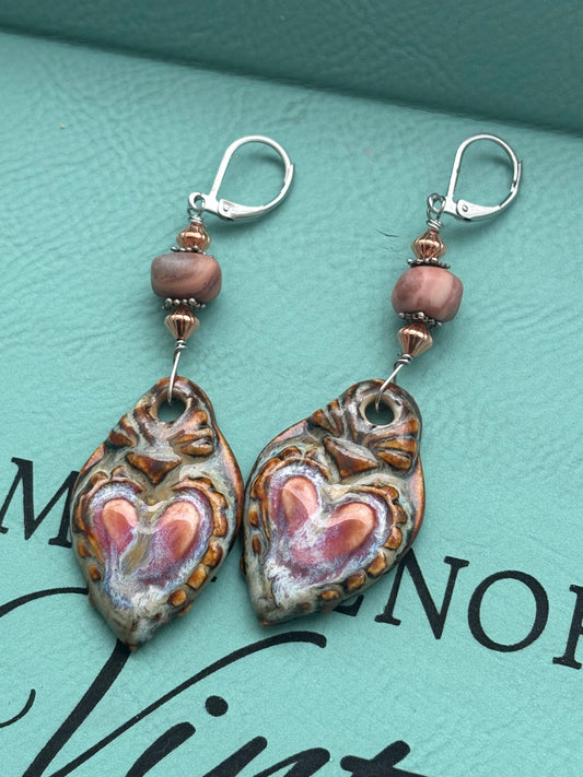 Sweetheart earrings with Kona Dolomite beads