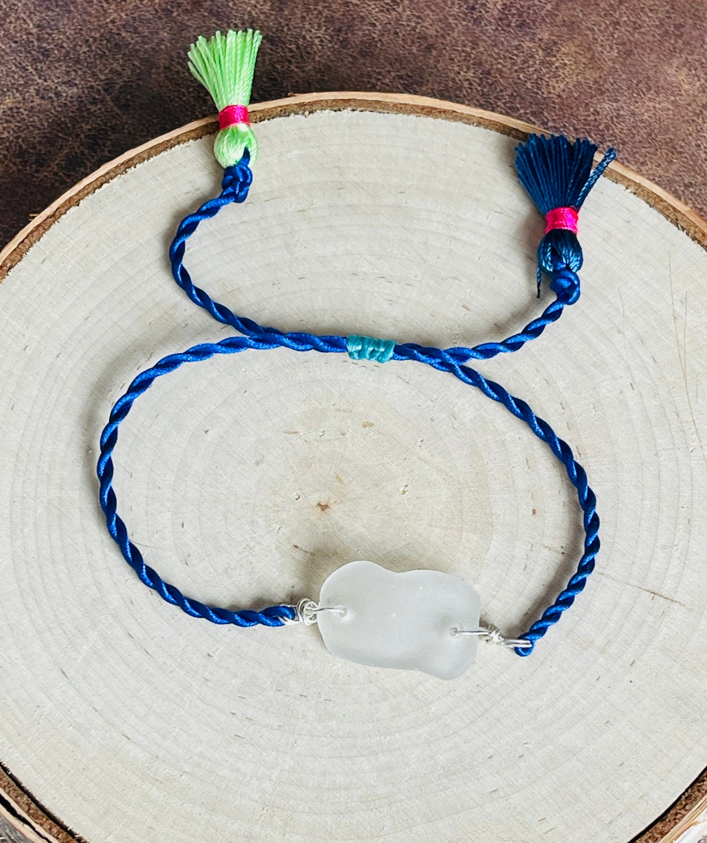 Cute and fun authentic Lake Michigan beach glass friendship bracelet