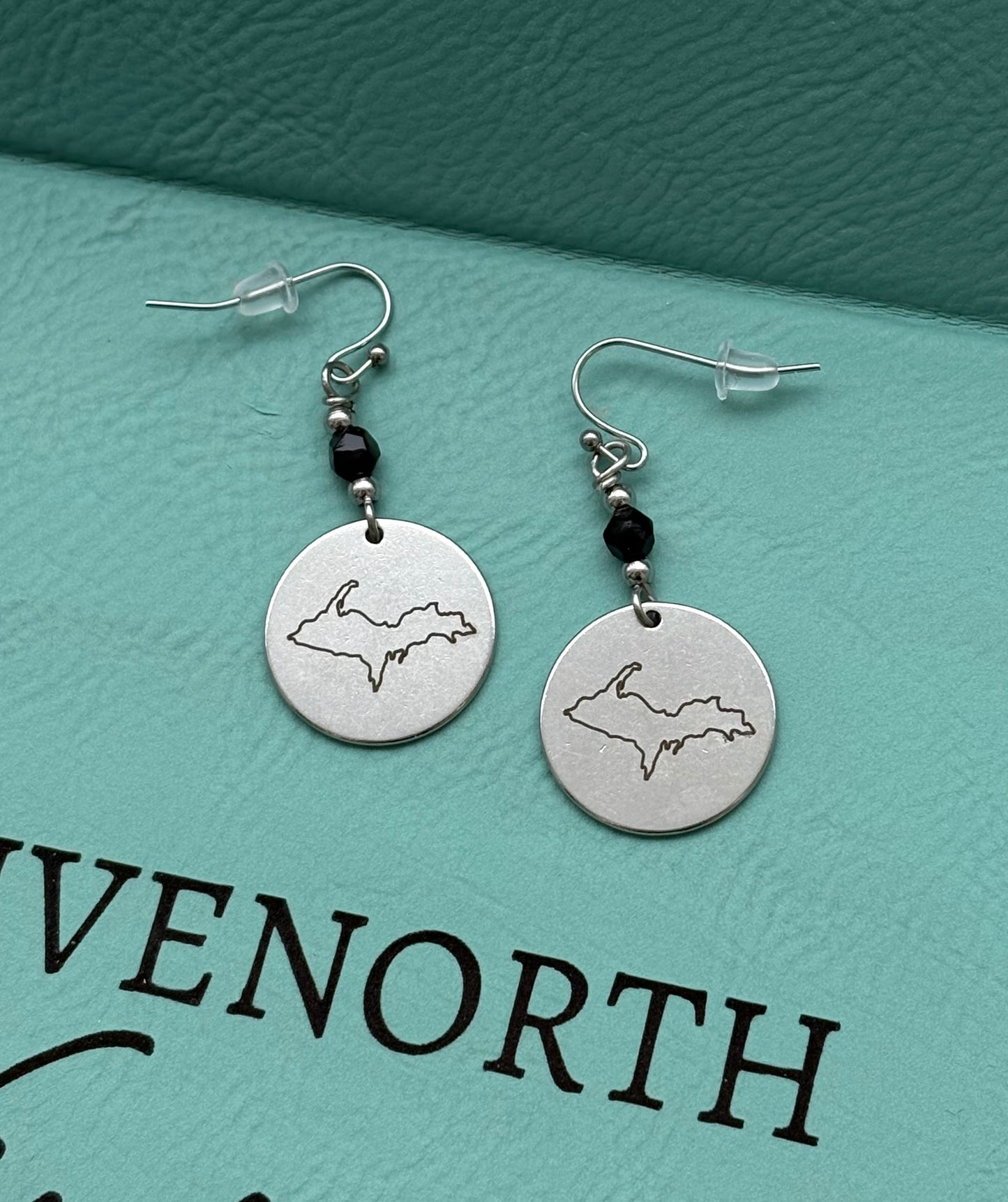 Upper Peninsula Stainless Steel Michigan Charm earrings