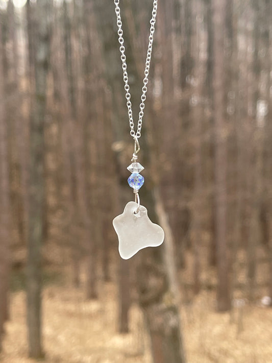 Star shaped Michigan beach glass with vintage Swarovski crystals