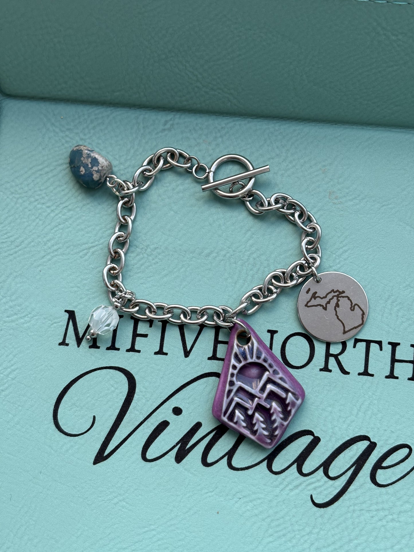 Sun + Trees Landscape Michigan charm bracelet