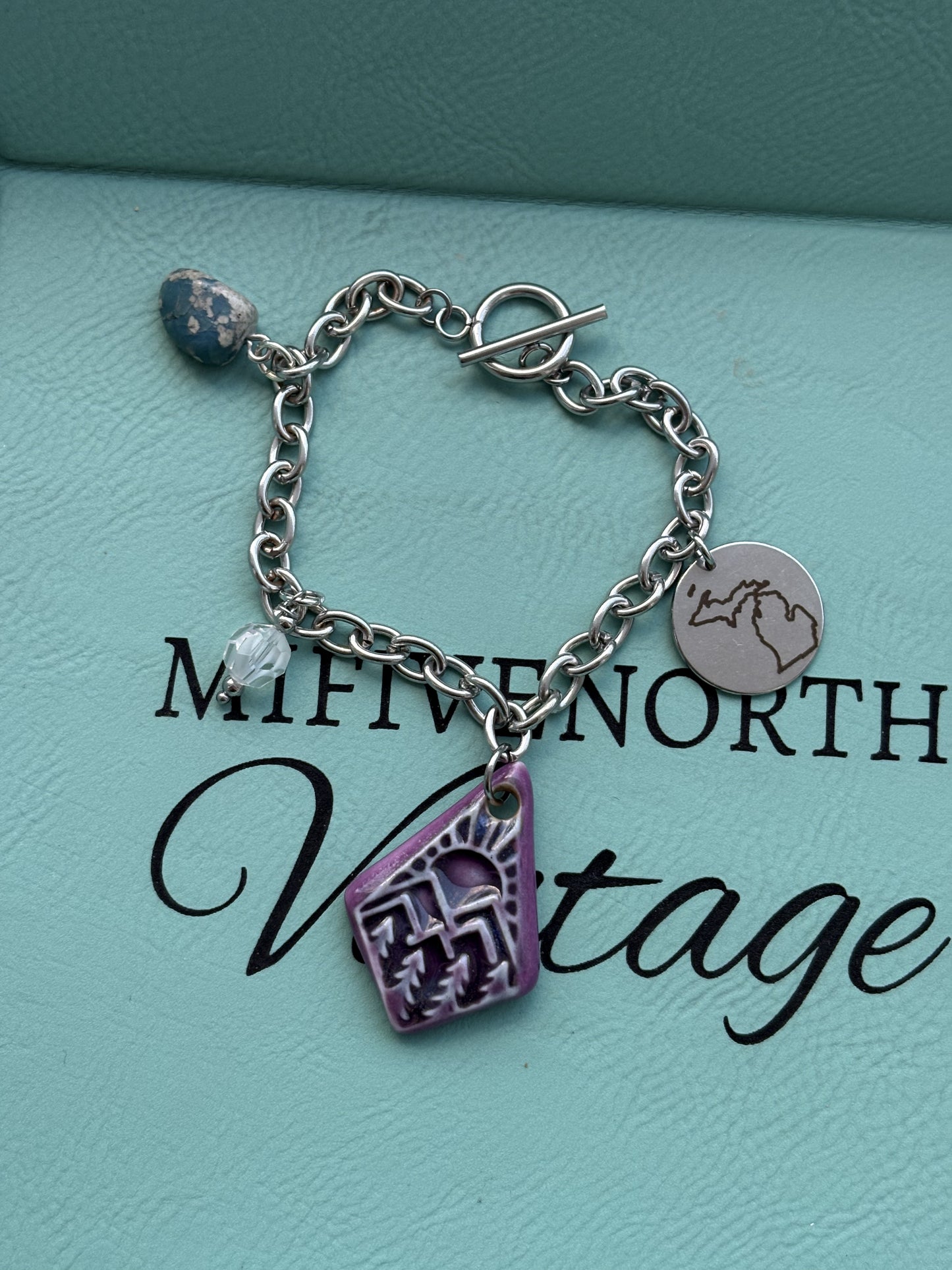 Sun + Trees Landscape Michigan charm bracelet