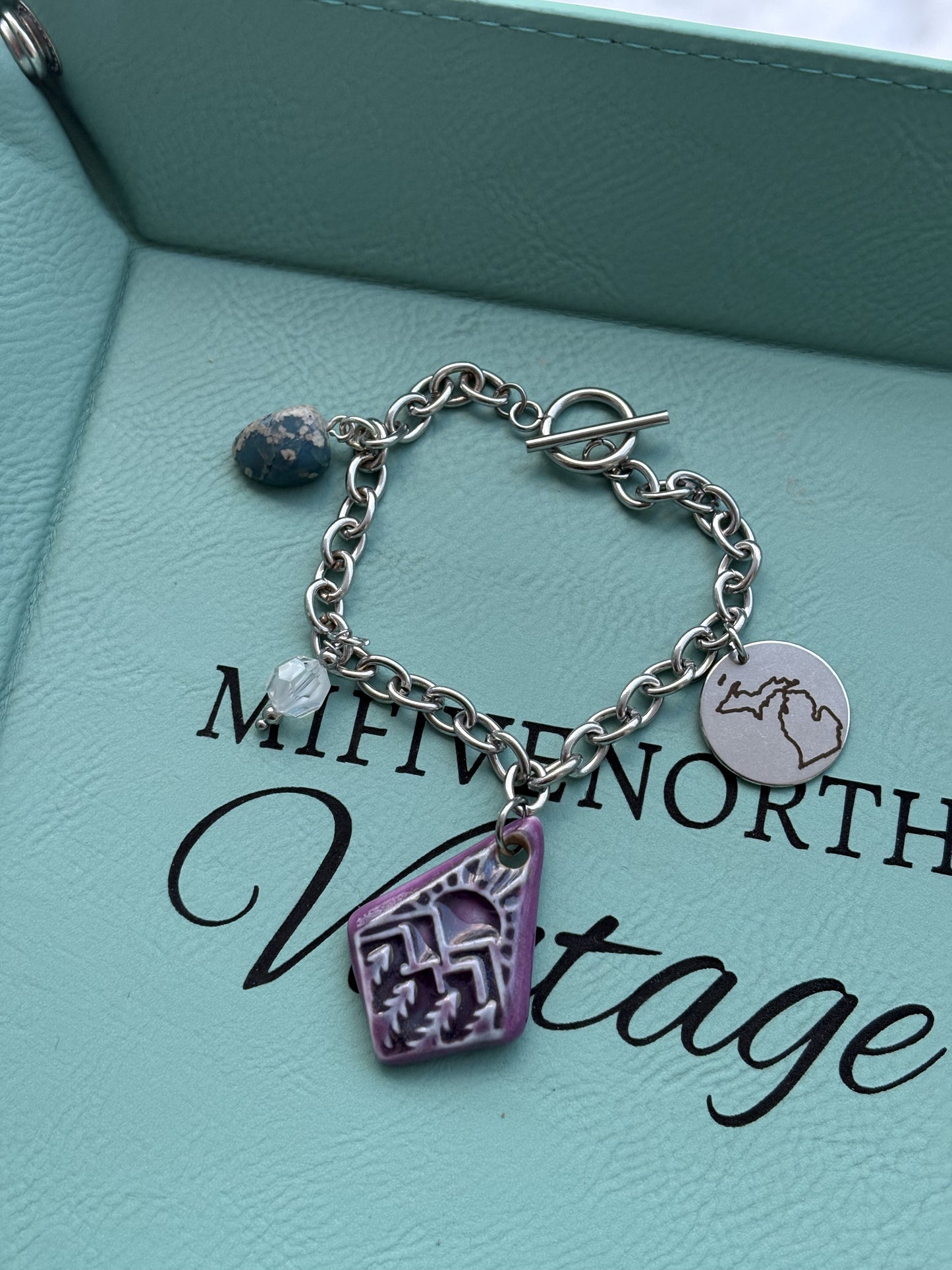 Sun + Trees Landscape Michigan charm bracelet