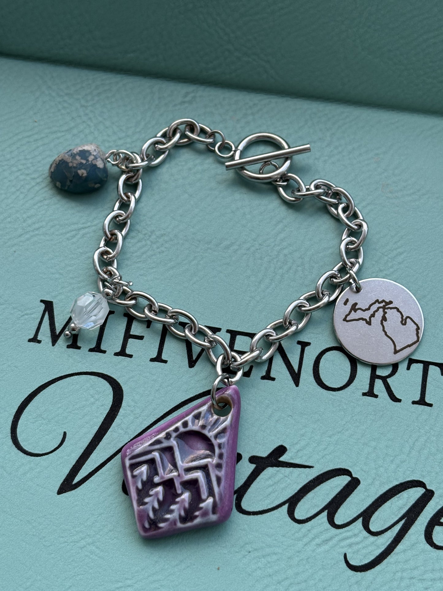 Sun + Trees Landscape Michigan charm bracelet