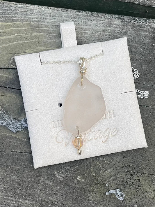 Large Peach Colored Beach Glass Pendant Necklace